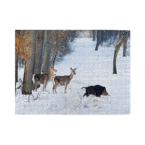 GKGYGZL Puzzles 500 Pièces,Sanglier Rouge Affamé Sauvage Debout Cover