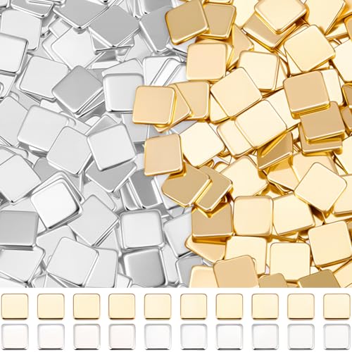 Image of Beebeecraft 1 Box 500Pcs 24K Gold & 999 Fine Sterling Silver Plated Brass Solder for Jewelry Making 2 x 2mm Easy Welding Soldering Precut Chips Tiny Square Low Temp for Jewelry Making Repair