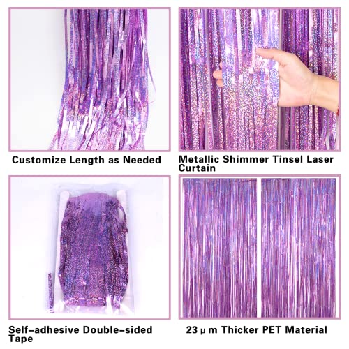 2 Pack 3.2Ft X 8.2Ft Pink Metallic Tinsel Foil Fringe Curtains Backdrop For Pink Party Birthday Wedding Bachelorette Baby Shower Holiday Party Decorations Photo Booth Props #TOP4