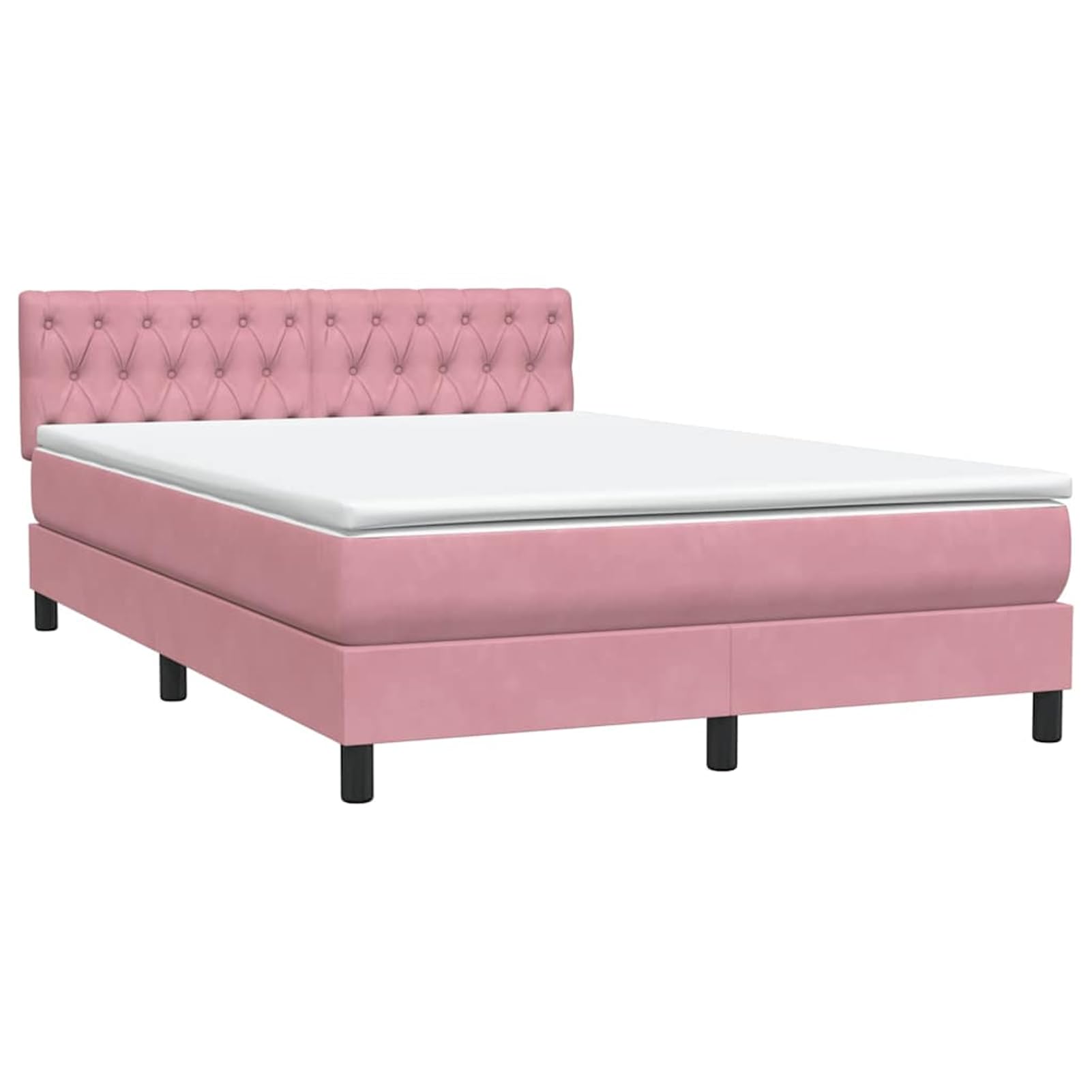 ATOMSTACK MAKER Letto a molle, rosa, 160 x 210 cm, con materasso a molle insacchettate, testiera regolabile in altezza, topper traspirante e rivestimento in velluto, comodo, di supporto, facile da