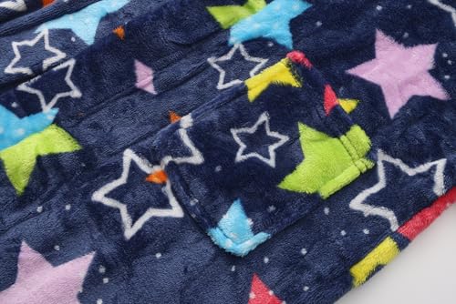 Image of Kids Hooded Bathrobe Girls Soft Plush Hooded Flannel Pajamas Sleepwear Boys Spa Robe