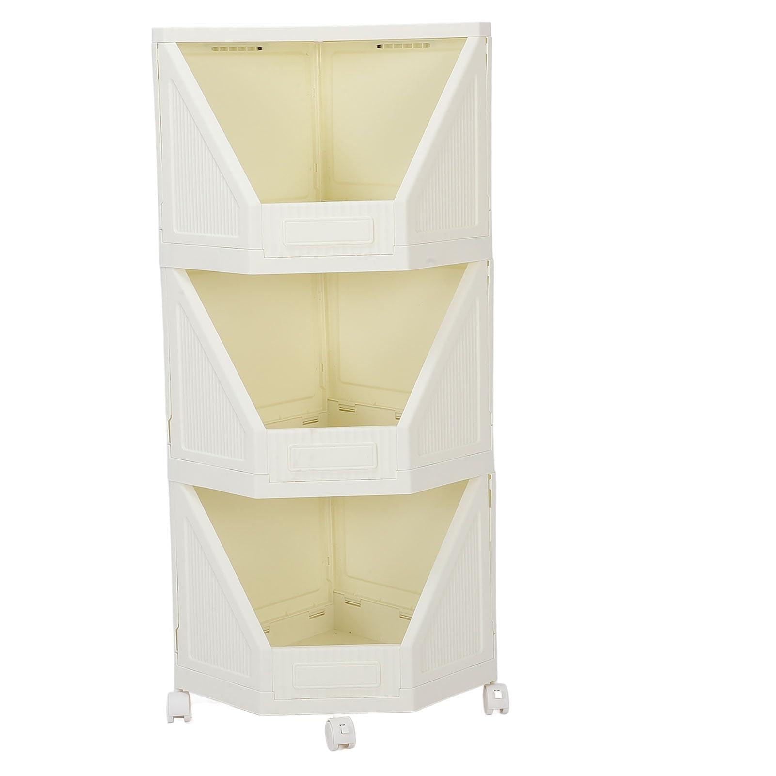 Estantería de esquina para almacenamiento, estantería de esquina con 4 ruedas móviles para espacios pequeños, baños, cocinas, salas de estar, oficinas en casa (3 Tier)