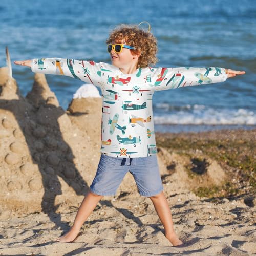 Image of CaTaKu Boys Swim Shirt Long Sleeve Rash Guard for Boys Toddler Rashguard Water Sun Shirt UPF+ 50 Swimwear