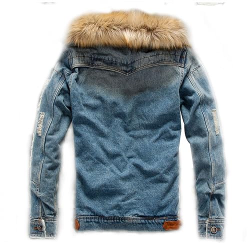 Mens Denim Jacket Plus Cotton Warm Fur Collar Sherpa Lined Denim Coat Vintage Fleece Cowboy Jean Jackets2