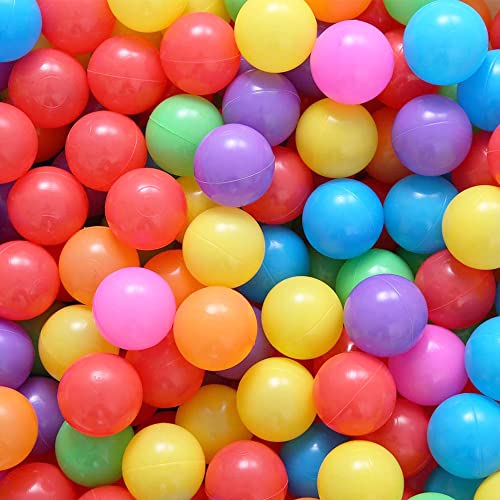 Amuya Ball Pit Balls 50pcs for Kids, Colorful Balls for Ball Pit, 2.2â€ Non-Toxic Crush Proof Play Balls BPA Free, 7 Kinds of Bright Color Ocean Balls Include a Reusable Net Bag