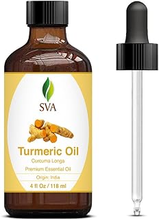 SVA Turmeric Essential Oil – 4 Fl Oz – 100% Natural Turmeric Oil - for Diffuser, Hair Care, Face, Skin Care, Aromatherapy,...