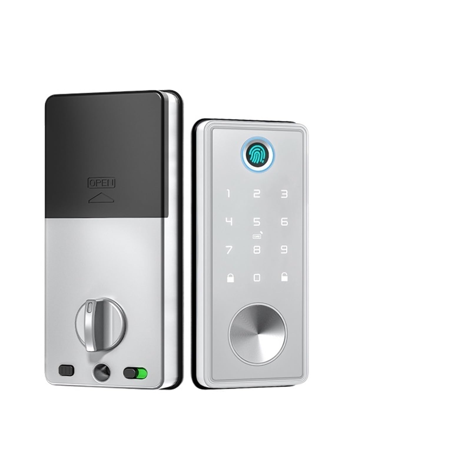 Serrature elettroniche automatiche con impronta digitale, password intelligente, codice della carta, accesso senza chiave, app Tuya WiFi o Ttlock(Silver Tuya Wifi App)