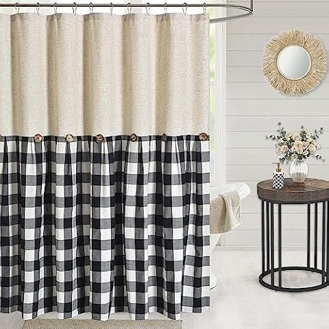 DOSLY IDÉES Linen Farmhouse Shower Curtain Cover