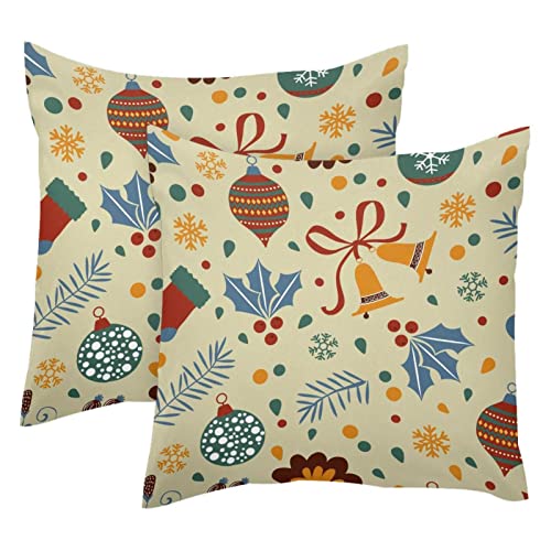 Weihnachtskugeln, Beeren, Geschenke, quadratisch, dekorativer weicher Samt-Kissenbezug für Couch, Sofa, Bett, Auto, Wohnzimmer, 40 x 40 cm