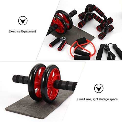 Conjunto de exercícios abdominais Besportble com barra de joelho com rolo de roda AB e manoplas de e