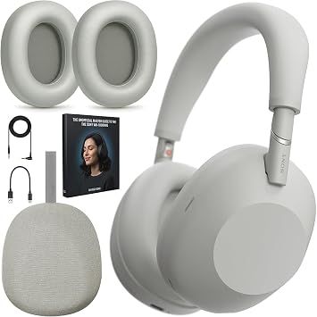Sony WH1000XM6/S Best Wireless Noise Canceling Headphones, Platinum Silver Bundle with Deco Essentials Headphones Ear Pads Replacement Headset Ear Cushions and Deco Gear Unofficial Master Guide