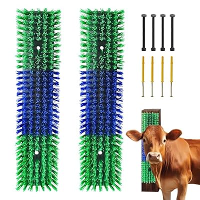 Livestock Scratch Brush With 8 Screws,Animal Back Scratching Brush for Cow,Cattle,Sheep, Horses,Pigs,Massage Grooming Tool(Green, 2pcs)