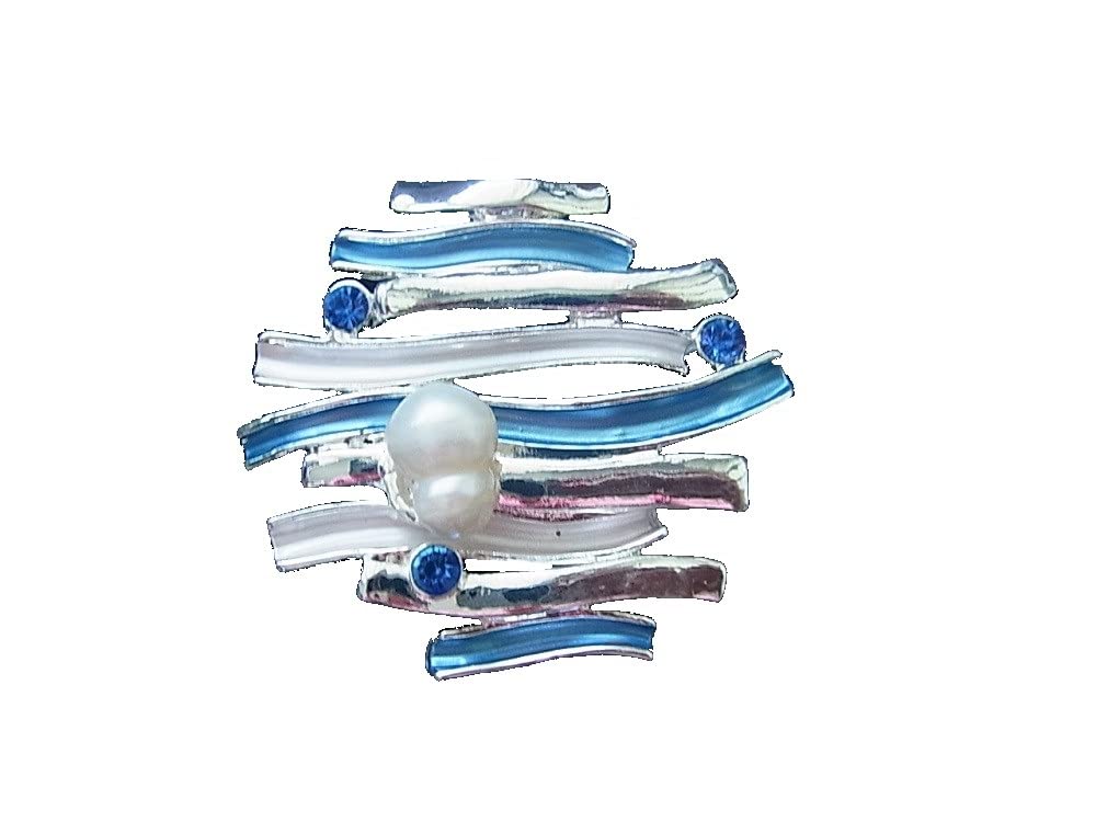 Magnetbrosche Schal-Clip – Blautöne, 4x4,5 Cm, Textilschmuck Für Poncho & Jacke