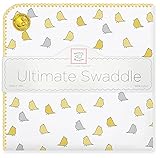 SwaddleDesigns Ultimate Swaddle Blanket, Made in USA, Premium Cotton Flannel, Yellow Jewel Tone Little Chickies