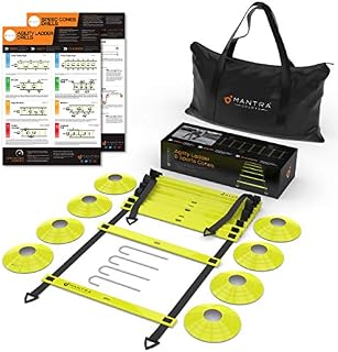 Football Training Equipment for Kids, Football Kit with Football Cones for Football Training, Agility Ladder, Football Ladder, Speed Ladder Set for Rugby, Tennis, Basketball Coaching Exercise Practice