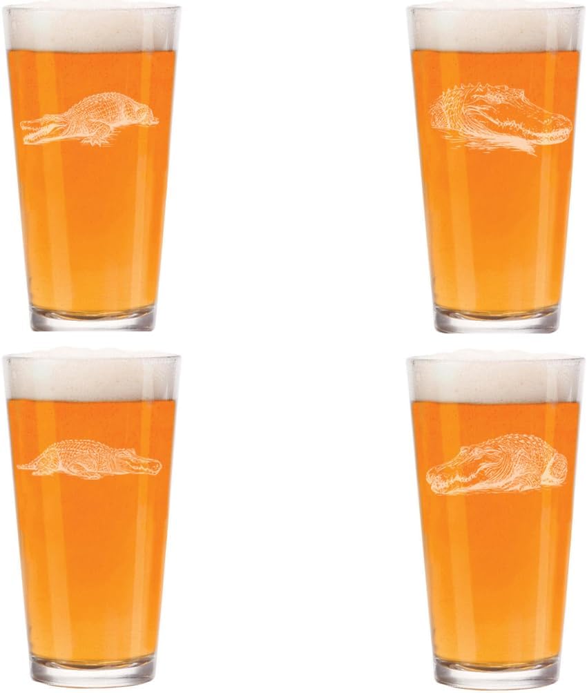 MIP 16 oz Beer Pint Glass Gift Set Of 4 Alligator Collection