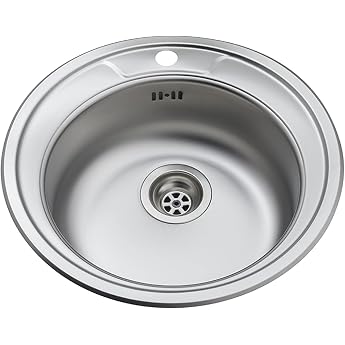 K50 Round Stainless Steel Sink Camping Sink Diameter 50 cm Stainless Steel Sink Built-In Sink Kitchen Sink