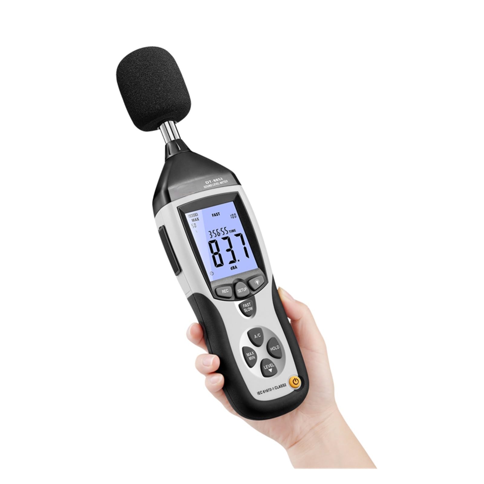 Fonometro digitale Misuratore di livello sonoro digitale da 30-130 DB, registratore USB con funzione dati per usi interni/esterni