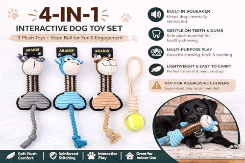 Juguetes mordibles con chillido para perros 4 unidades miniatura 2