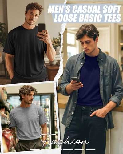 Image of Neer 3 Pack Big and Tall T-Shirts for Men L-7xl Tops | Large Casual Stretch Workout Tees, Short Sleeve Crewneck Oversized Shirts, Classic Summer Outfits, Comfy Basic Loose Clothes