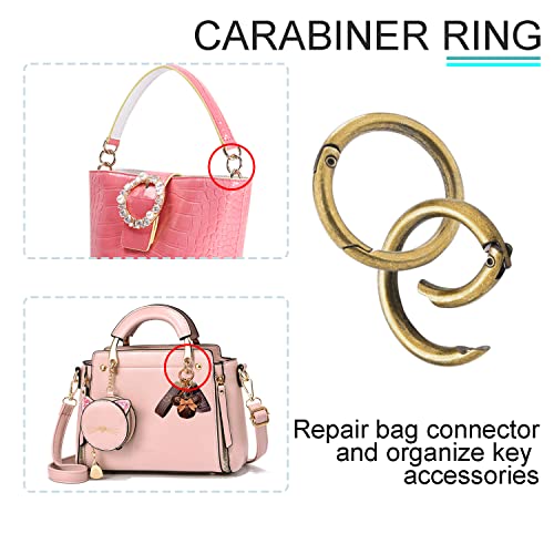 Image of 10Pack 1 Inch Metal Spring O Rings Clip Keychain, Round Carabiner Clips Keyrings Snap Hook Buckle, Purse Shoulder Bag Chain Rings Clip Replacement Paracord Keychain Lanyard Leather DIY Crafts (Bronze)