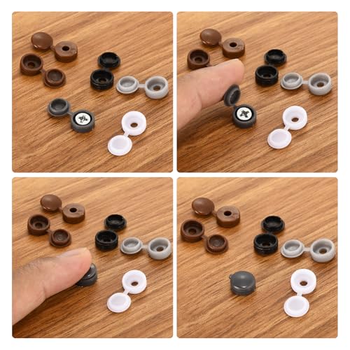 QUARKZMAN 150 Stück Schraubenabdeckungskappen, 3mm Kunststoff-Scharnier-Schraubenkappen zum Abdecken von Schraubenköpfen (Weiß)