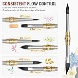3pcs Dual-Tip Travel Watercolor Brushes with 6 Versatile Tip Styles, Premium Synthetic Squirrel Hair Travel Paint Brush Set for Plein Air Painting - Watercolor Acrylic Gouache Ink - Image 3