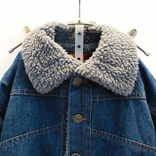 Boys Girls Warm Denim Jacket Kids Toddler Winter Warm Coat with Pocket Long Sleeve Loose Denim Coat Button Closed4
