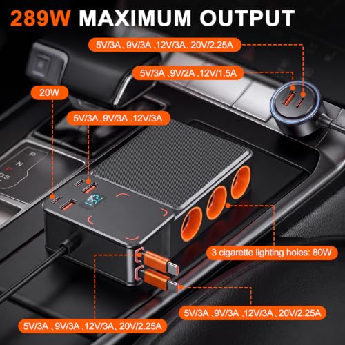 Adaptador divisor de cargador de coche sin enredos de cables 2