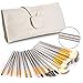 AMMIY Makeup Brushes 18 PCs Makeup Brush Set Professional Wood Handle Premium Synthetic Contour Concealers Foundation Blending Face Powder Eye shadow Cosmetic Brushes with PU Leather Bag (Champagne)