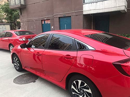 ZiWen 2X Sport Style Carbon Fiber Print Quarter Window Scoops Louvers for Honda Civic Sedan 2016 2017 2018 2019 2020 2021