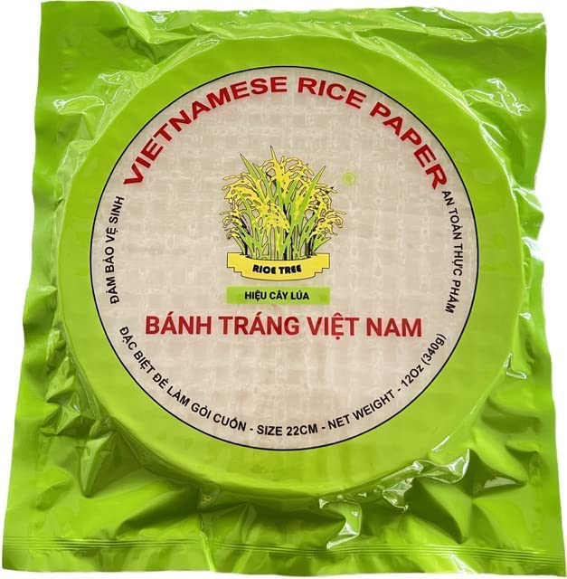 HDT MARKET Banh Trang Vietnamese Rice Paper Wrappers, Spring Roll Wrappers, Rice Wrappers for Vegan Spring Rolls- (300g Round 22cm) (2 PACK)