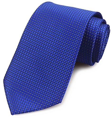 Mens Royal Blue Silk Cravat Ties Solid Gingham Textured Woven Dance Formal Wedding Necktie #TOP8