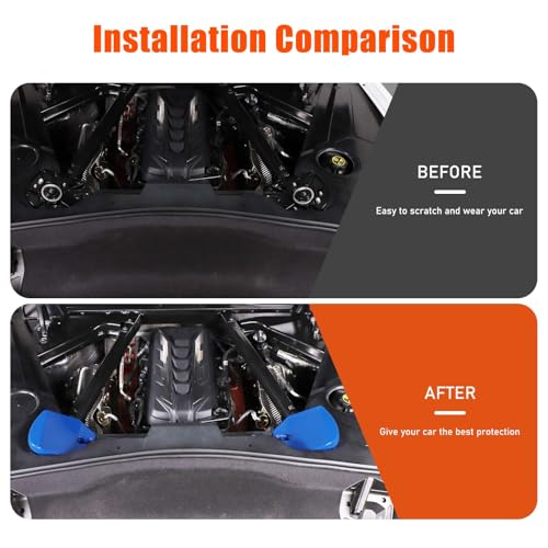 Image of TOYCIDFG Engine Bay Shock Protection Panel Cover Trim Compatible with Chevrolet C8 Corvette 2020-2025 Absorbing Tower Cover Caps (Blue)