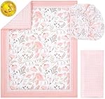 The Peanutshell Whimsical Floral 3 Ensemble de lit bébé pour bébé, Décor botanique rose, Consolateur réversible, Accessoires pour bébé fille, Nouveau-né, Bébé & Ensemble de literie pour fillette