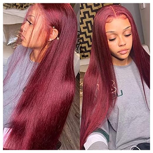 CHEETAHBEAUTY 99J Burgundy 4X4 HD Transparent Lace Front Wigs Human Hair Brazilian Virgin Straight Human Hair Wig for Black Women Pre Plucked with Baby Hair 150% Density(18inch,#99J)