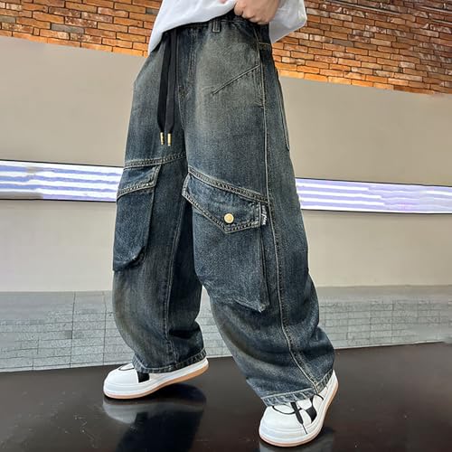 Pantalones vaqueros niños clásicos de pierna recta duraderos 5