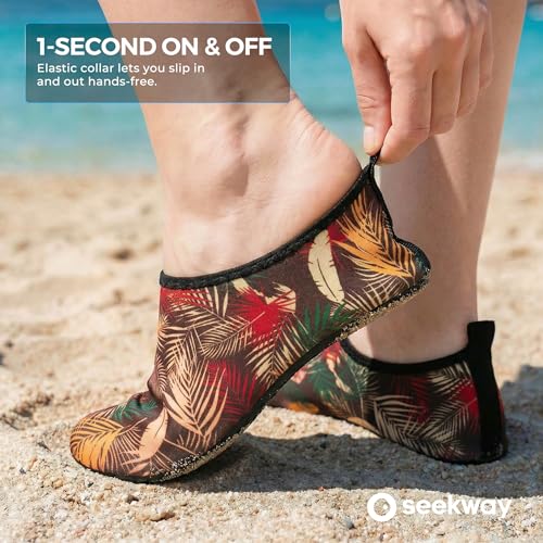 Image of SEEKWAY Water Shoes Women Men Adult Quick-Dry Aqua Socks Barefoot Non Slip for Beach Swim River Pool Lake surf Black SK002(U)