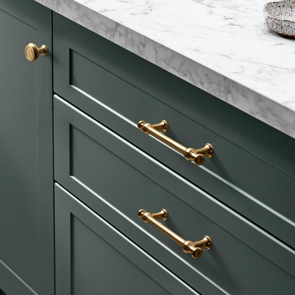 luofuke 10 Pack 5 inch(128mm) Cabinet Handles Gold Drawer Pulls Cabinet Pulls Kitchen Cabinet Handles Cabinet Hardware for Bedroom Bathroom Office Furnitur Dresser Drawer Pulls