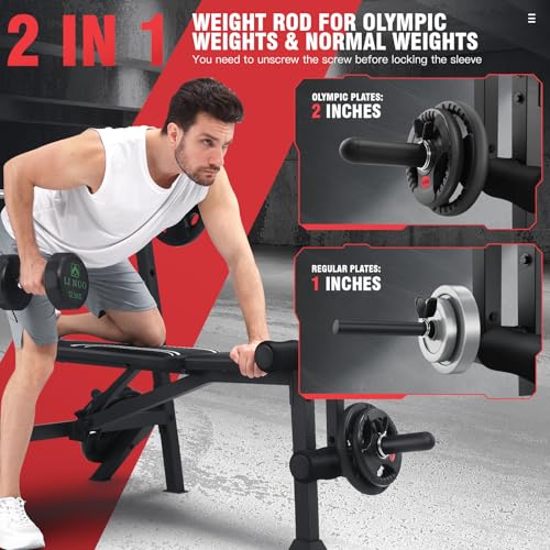 ANCHEER 900LBS Weight Bench Set with Squat Rack, Adjustable Bench Press Set with Leg Extension and Leg Curl, Flat Incline Decline Workout Bench for Home Gym Full Body Strength Training - Image 6