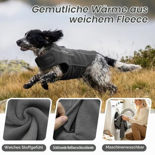 VIVAGLORY Wintermantel Hund Cozywrap Hundemantel Fleecemantel, XXS, Grau