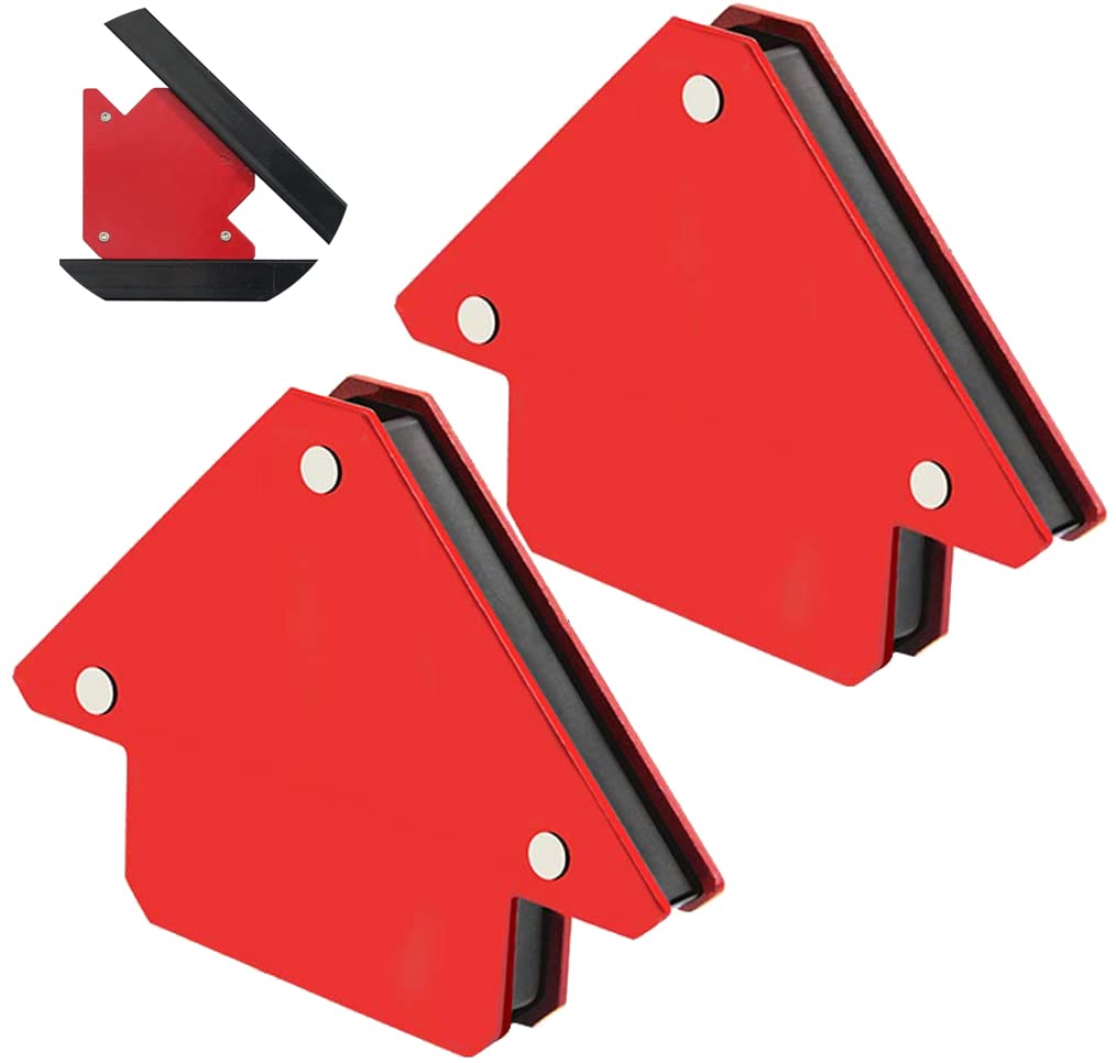 PACK 2 Escuadra Magnetica para Soldar Imanes Soldadura Escuadras Magneticas para Soldar Iman de capacidad 13Kg Angulos 45° 90° 135° Escuadra Imantada para Soldar, 75mm