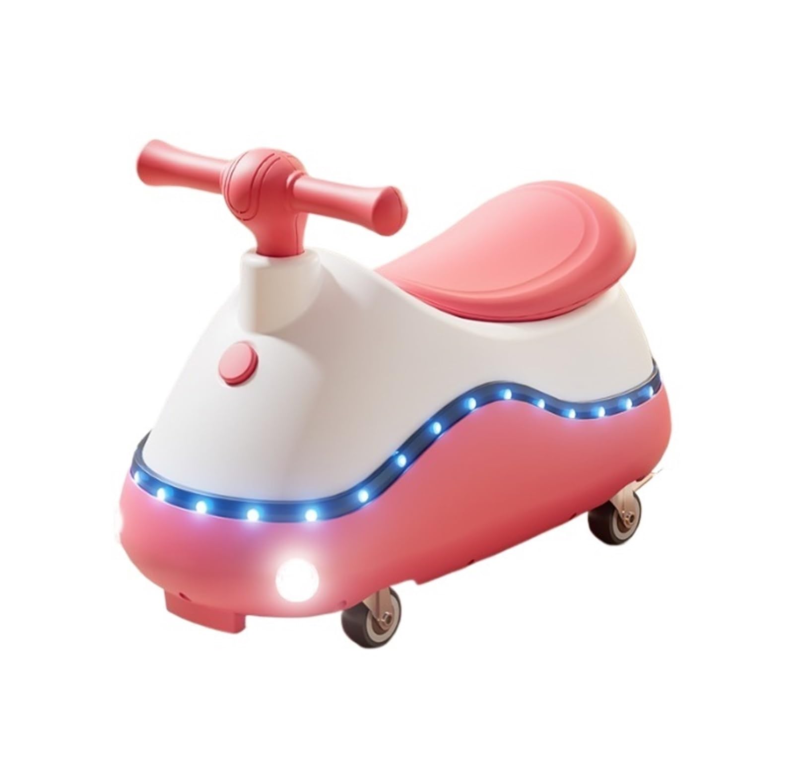 Samochód na biegunach, Wiggle Car dla dzieci 4 koła huśtawki samochody ze światłami muzyka Anti-Rollover zabawki do jeżdżenia wewnątrz huśtawka na zewnątrz karty(Rose)