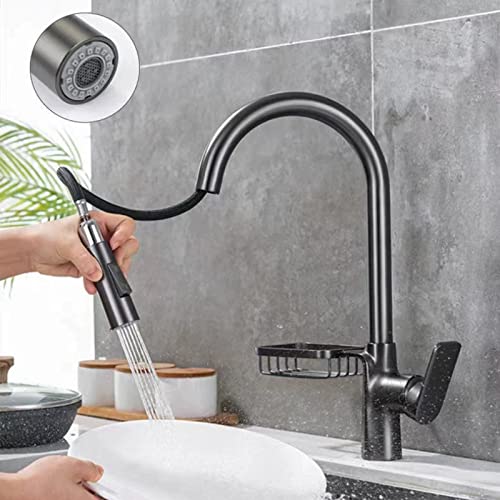 Mitigeur d'eau chaude et froide avec douchette extractible pour évier mono-trou