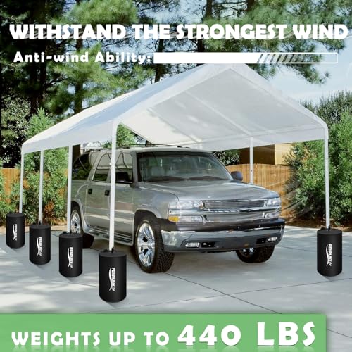 Image of Canopy Water Weight Bag,440 LBS Heavy Duty Tent Weights Set of 8 Leg Weights for Pop Up Canopy,Tent,Gazebo,Carport,Black
