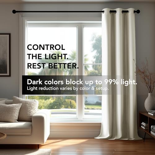 Deconovo Room Darkening Drapes for Living Room, Noise Reducing Blackout Curtains for Home, 2 Panels, Each 42x72 in, Light Beige by Deconovo - Image 4