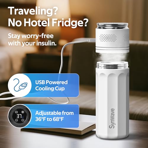 Image of Insulin Cooler Travel Case for 4 Pens,Medication Cooler for Travel with Temp Display&Ice Packs,Diabetic Insulin Case with Portable Cup Sleeves,Supports Mobile Power Cooling,TSA Approved(White)