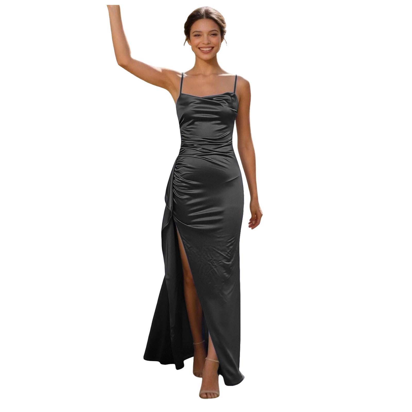 Satin Brautjungfernkleid Damen langes figurbetontes Standesamtkleid formelles edles Ballkleid klassisch zeitlos für standesamtliche Trauungen Hochzeitsfeiern Galas feierliche Familienveranstaltungen