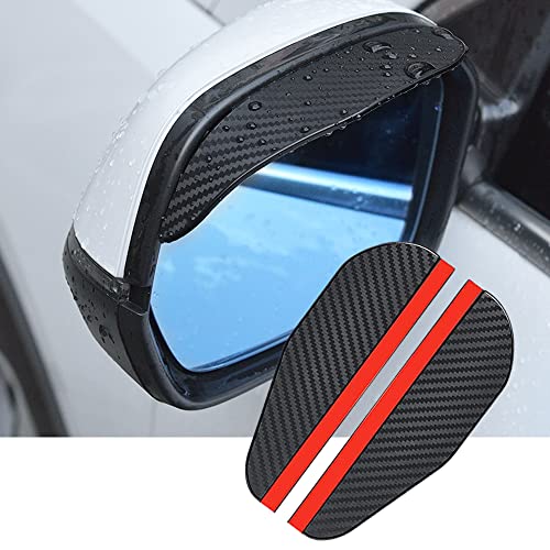 2 Piezas De Visera/Parasol Para Espejo Retrovisor De Coche - Pegatina Antiniebla Y Antilluvia De Fibra De Carbono, Para SUV Y Turismos, Protege Y Mejora La Visibilidad