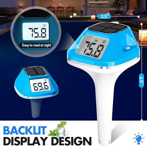 Image of DeeprBlu Floating Solar Pool Thermometer with Extra Large Backlit Display